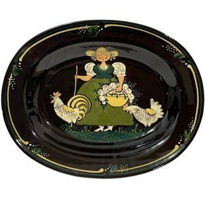 Vintage 1940s H. Steiner Kiesen Swiss German Handarbeit Ceramic Wall Plate